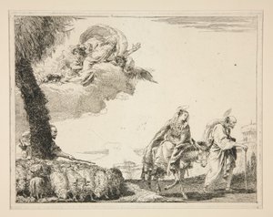 La Sacra Famiglia, dalla serie Idee pittoresche sopra la fuga in Egitto da Giovanni Domenico Tiepolo