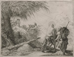La Sacra Famiglia su un sentiero roccioso, dalla serie Idee pittoresche sulla fuga in Egitto da Giovanni Domenico Tiepolo