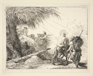 La Sacra Famiglia su un sentiero roccioso, dalla serie Idee pittoresche sulla fuga in Egitto da Giovanni Domenico Tiepolo