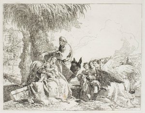 Il Riposo durante la Fuga, tavola tredici da La Fuga in Egitto da Giovanni Domenico Tiepolo