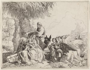 Il riposo durante la fuga, con angeli adoranti da Giovanni Domenico Tiepolo