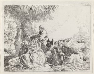 Il riposo durante la fuga, con angeli adoranti da Giovanni Domenico Tiepolo