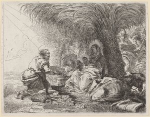 Il Riposo durante la Fuga con Giuseppe in Adorazione da Giovanni Domenico Tiepolo