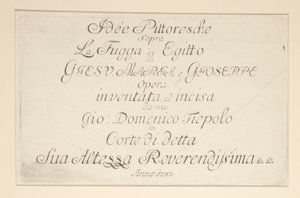 Pagina del titolo, dalla serie Idee pittoresche sopra la fuga in Egitto da Giovanni Domenico Tiepolo