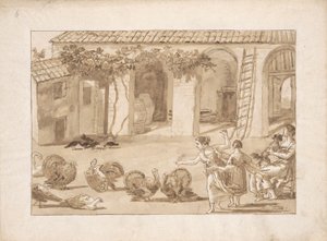 Tacchini in un cortile veneziano, il terzo disegno in Tiepolo da Giovanni Domenico Tiepolo