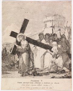 Via crucis - Stazione V. Simone di Cirene aiuta Gesù a portare la croce da Giovanni Domenico Tiepolo
