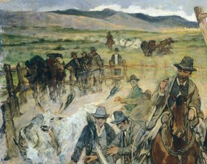 Marchiatura dei giovani tori in Maremma (dettaglio) da Giovanni Fattori