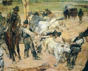 Marchiatura dei giovani tori in Maremma (dettaglio) da Giovanni Fattori