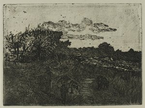 Campagna al tramonto con guardiani di porci da Giovanni Fattori