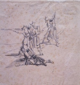 Quattro soldati in azione da Giovanni Fattori