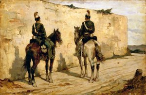Italia, Biella, dipinto dei Cavalleggeri da Giovanni Fattori