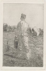 Soldier with a Pail, Seen from Behind (Soldato di spalle con secchio) da Giovanni Fattori