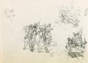 Tre schizzi per gruppi di soldati da Giovanni Fattori