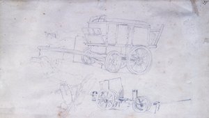 Due carri e due soldati da Giovanni Fattori