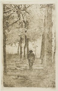 Passeggiata nel bosco con figura da Giovanni Fattori