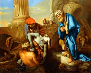 Tobi che seppellisce i morti in sfida agli ordini di Sennacherib da Giovanni Francesco Castiglione