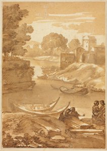 Figure sedute in riva al fiume