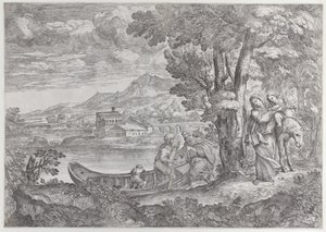 Paesaggio con la fuga in Egitto, 1626-80 da Giovanni Francesco Grimaldi