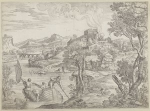 Paesaggio con suonatore di liuto da Giovanni Francesco Grimaldi