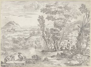 Paesaggio con quattro giocatori d