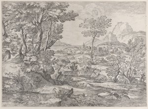 Tre ragazzi in un paesaggio con una città sullo sfondo, ca. 1626-80 da Giovanni Francesco Grimaldi