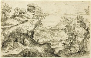 Due uomini in cima a una montagna da Giovanni Francesco Grimaldi