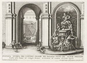 Fontana in un cortile del Palazzo Doria Pamphilj a Roma da Giovanni Francesco Venturini