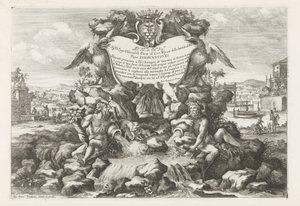 Fontana con dedica e stemma di Livio Odescalchi da Giovanni Francesco Venturini