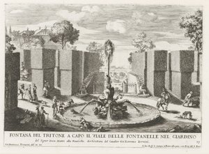 Fontana con tritone nei giardini di Villa Celimontana a Roma