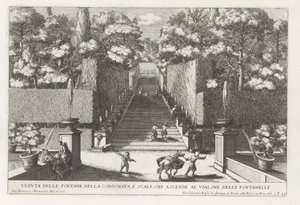 Scala con fontane nei giardini di Villa d