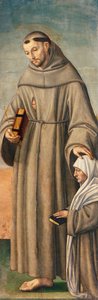 San Francesco e il Commissario, cerniera del trittico che raffigura la Natività con i santi Francesco e Bartolomeo con due donatori da Giovanni Girolamo Savoldo