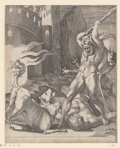 Ercole combatte con Cerbero