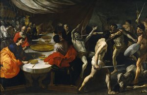 Combattimenti di gladiatori a un banchetto
