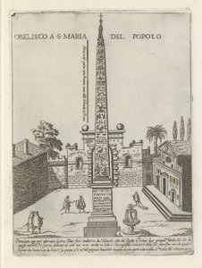 De Egyptische obelisk van Ramses II op Piazza del Popolo te Rome da Giovanni Maggi