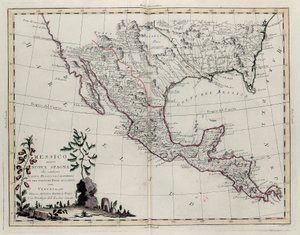 Messico o Nuova Spagna contenente Nuovo Messico, California con una parte dei paesi adiacenti, dal Tome IV del Nuovo Atlante, inciso da G. Zuliani, 1785 da Giovanni Marco Pitteri