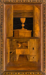 Coro canonico ligneo, Intarsiato da Giovanni Maria Platina 1484, Stallo superiore da Giovanni Maria Platina