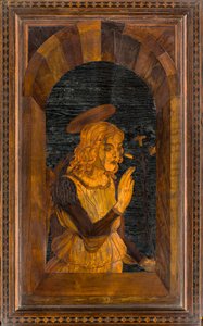 Coro Canonico Lignaean, Intarsiato da Giovanni Maria Platina 1484, Stallo Superiore da Giovanni Maria Platina