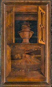 Coro canonico ligneo, intarsiato da Giovanni Maria Platina 1484, stallo superiore