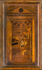 Coro canonico ligneo, intarsiato da Giovanni Maria Platina 1484, Stallo superiore