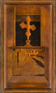 Coro canonico ligneo, intarsiato da Giovanni Maria Platina 1484, Stallo superiore