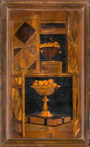 Coro canonico ligneo, intarsiato da Giovanni Maria Platina 1484, Stallo superiore