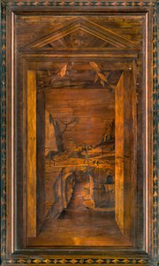Coro Canonico Ligneo, Intarsiato da Giovanni Maria Platina 1484, Stallo Superiore