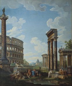 Un capriccio con figure tra le rovine romane tra cui l