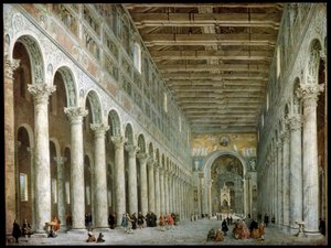 Interno della Basilica di San Paolo fuori le Mura a Roma da Giovanni Paolo Pannini