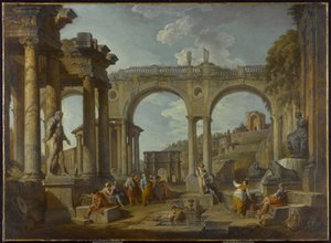 Un capriccio di rovine romane con l