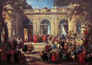 Carlo III di Borbone in visita a Papa Benedetto XIV nella Casa del Caffè del Quirinale da Giovanni Paolo Pannini