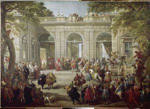 Carlo III di Spagna o Carlo di Borbone, Re di Napoli, visita Papa Benedetto XIV nella Coffee House del Palazzo del Quirinale