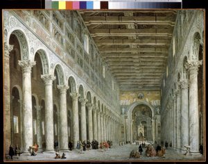 Interno della Basilica di San Paolo fuori le mura a Roma da Giovanni Paolo Pannini