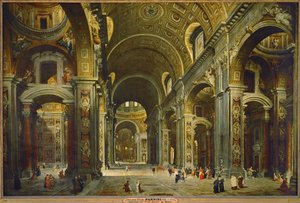 Il cardinale Melchior de Polignac in visita a San Pietro a Roma ... da Giovanni Paolo Pannini or Panini