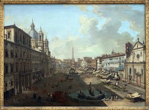Piazza Navona a Roma con la fontana di Nettuno in primo piano da Giovanni Paolo Pannini